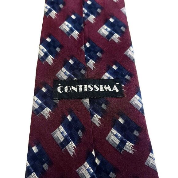 Contissima Purple Blue Abstract‎ Italy Print Short Silk Tie - Picture 3 of 6